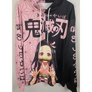 Demon Slayer Nazuko Anime Hoodie Sweatshirt LARGE oversized Ears Pink Black